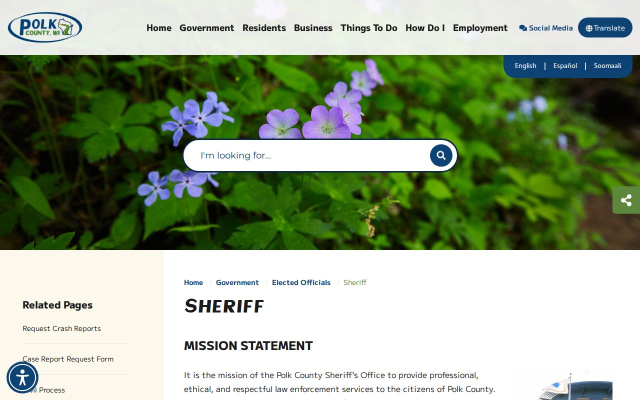Polk County arrest records and Sheriff contact page