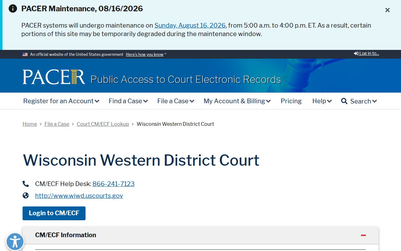 Federal PACER lookup for criminal court cases connected to Polk County