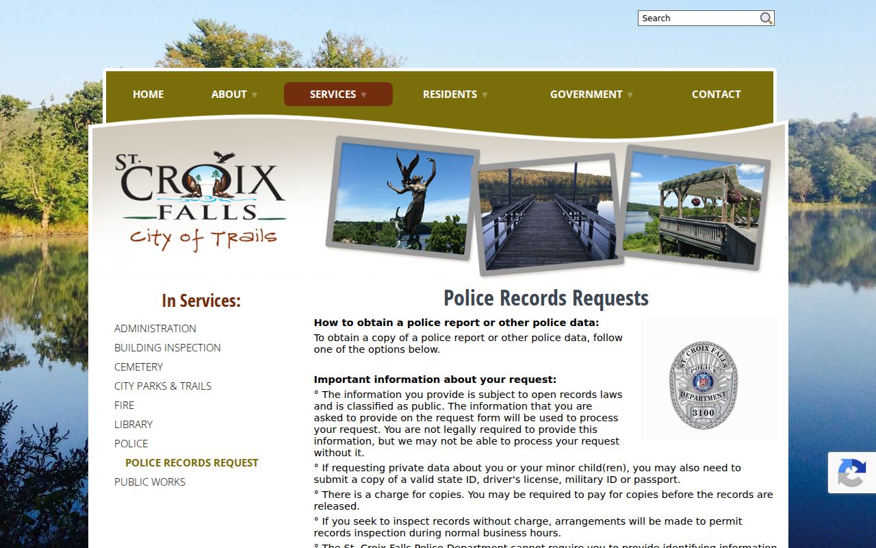 St. Croix Falls criminal records request form